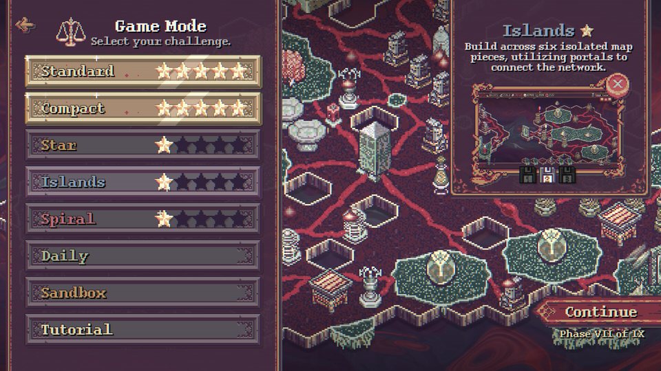 Game mode selection with the Islands map